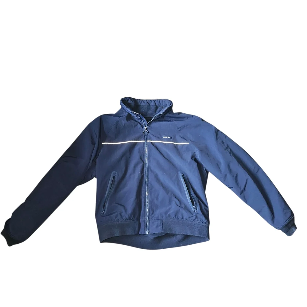 Lands' End Mens Deep Sea Navy Blue Fleece Jacket Coat M Medium Waterproof Spring